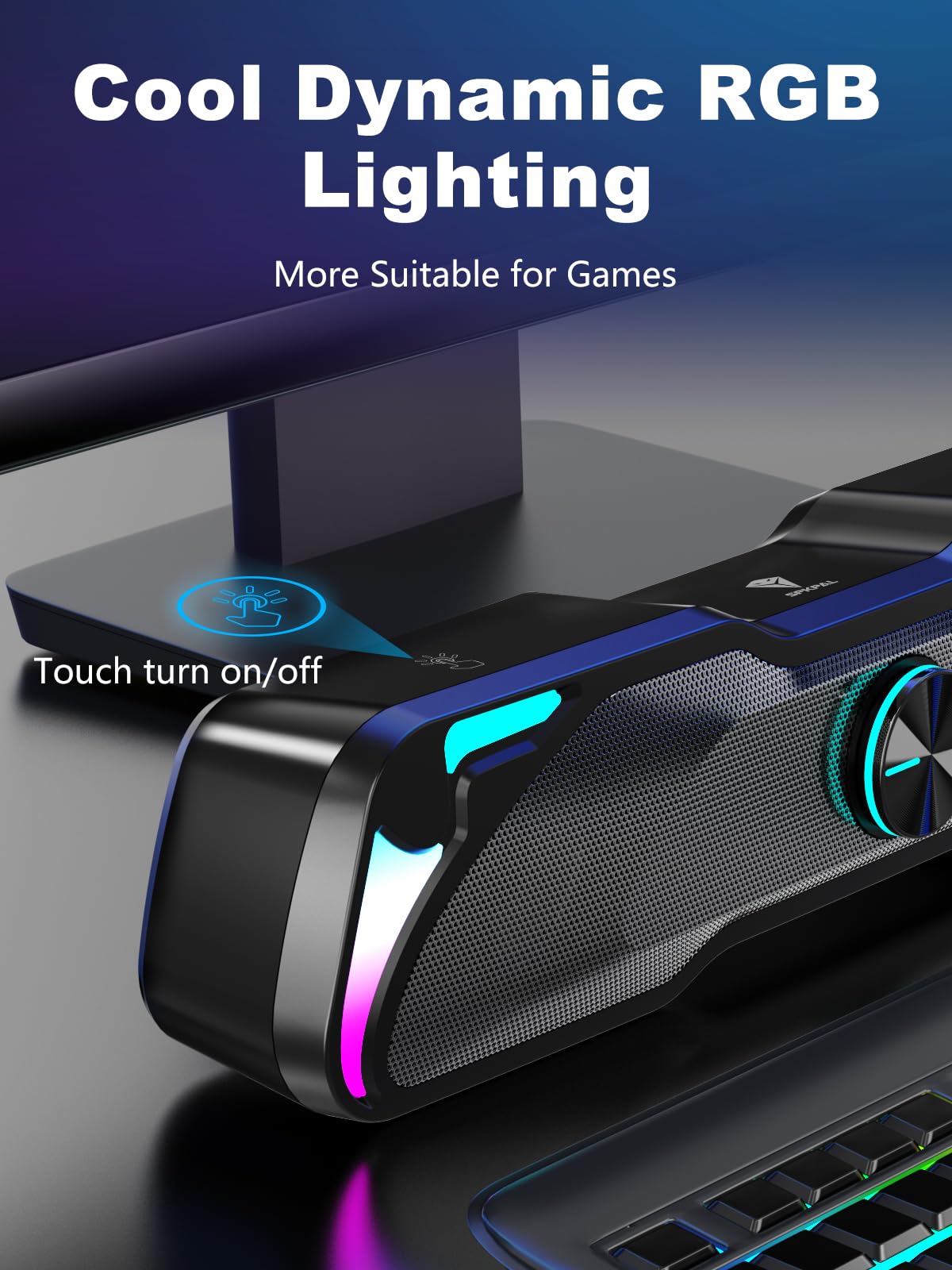 Soundbar Gaming 2.0 Xtrike Me SK-406, Stereo, Iluminare RGB Rainbow, Alimentare USB, Negru