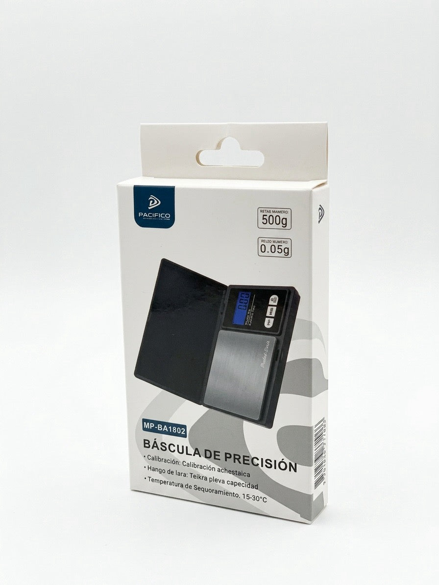 Cântar Digital de Precizie Pacifico NP-BA1902, Capacitate 500g, Rezoluție 0.05g, Capac pliabil, Negru