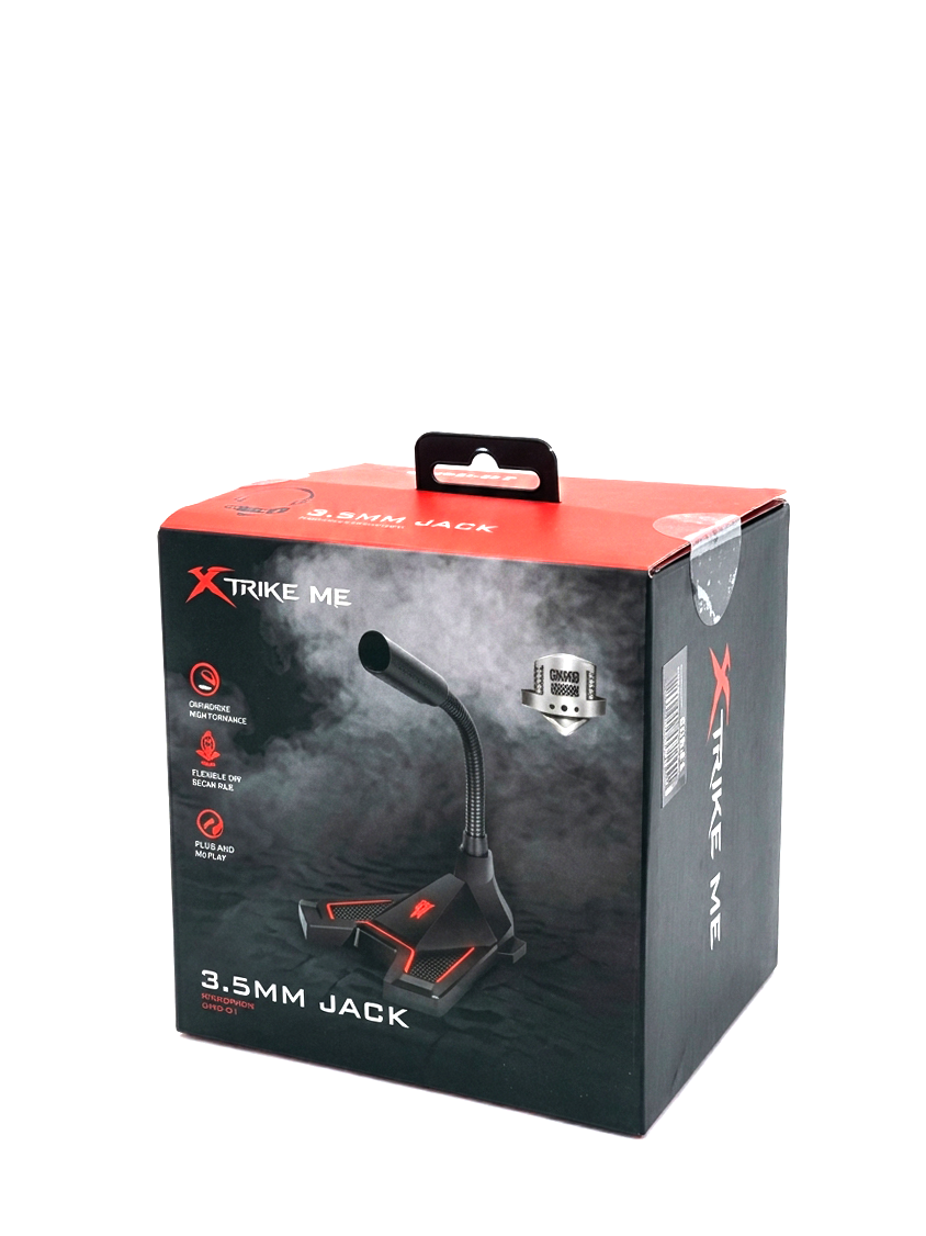 Microfon Gaming Xtrike Me XMC-01, Braț Flexibil, Buton Mute, Conexiune Jack 3.5mm, Negru/Roșu