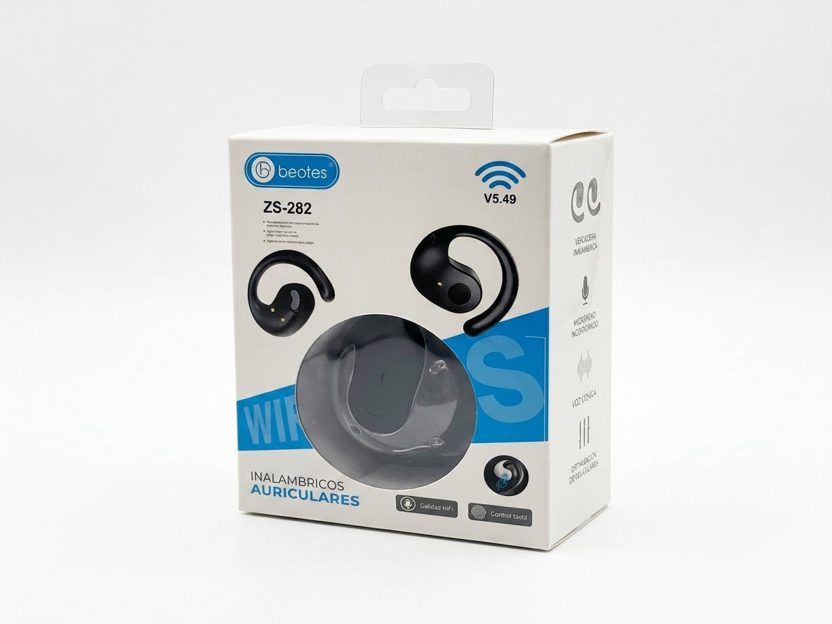 Căști Wireless cu Fixare pe Ureche Beotes ZS-282, TWS, Open-Ear, Control Tactil, Negru