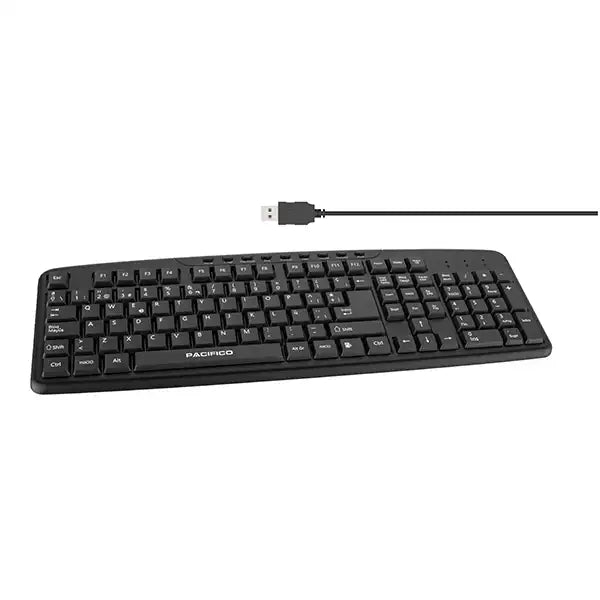 Tastatură Multimedia cu Fir Pacifico NP-R819, Interfață USB, Taste Silențioase, Rezistentă la Stropire, Negru