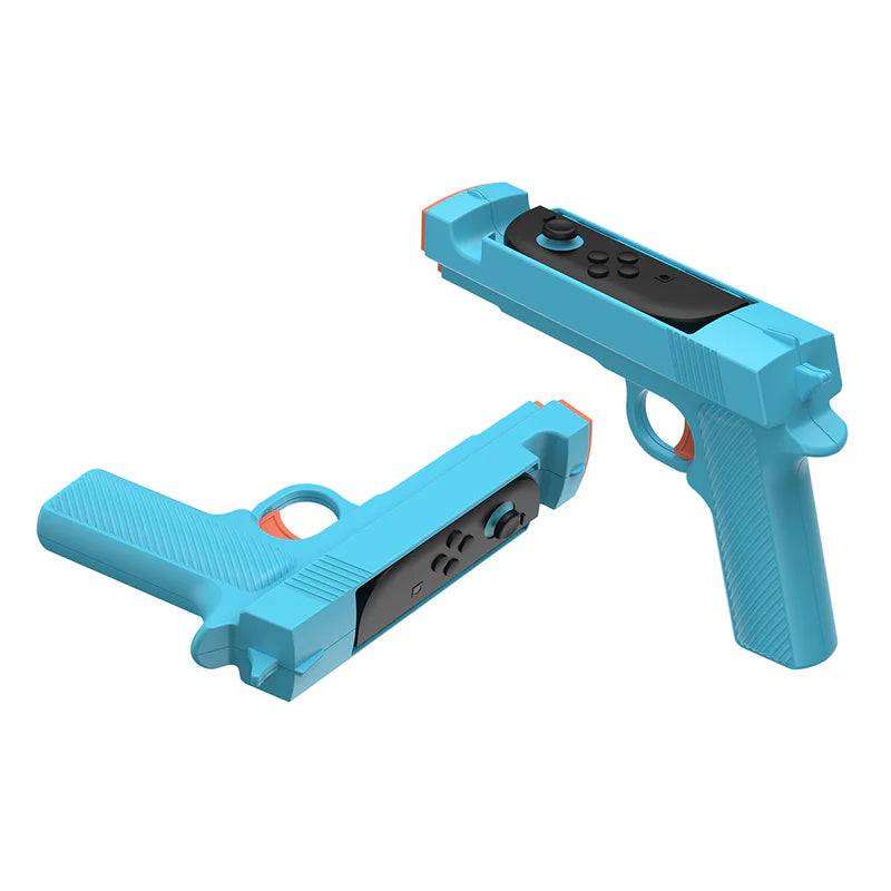 Set 2 Suporturi Pistol DOBE Game Gun pentru Nintendo Switch Joy-Con, Roșu/Albastru