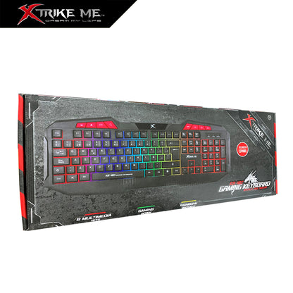 Tastatură Gaming Xtrike Me KB-402, Taste Multimedia, Iluminare Rainbow RGB, Membrană, Layout ES, Negru
