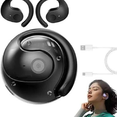 Căști Wireless cu Fixare pe Ureche Beotes ZS-282, TWS, Open-Ear, Control Tactil, Negru