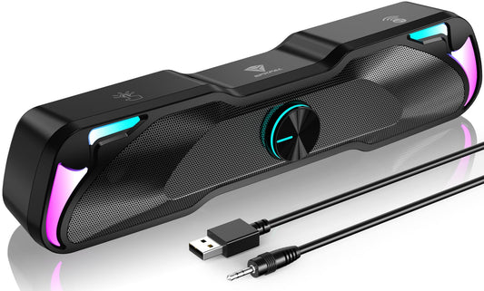 Soundbar Gaming 2.0 Xtrike Me SK-406, Stereo, Iluminare RGB Rainbow, Alimentare USB, Negru