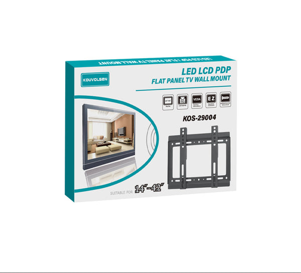 Suport TV de Perete KOUVOLSEN KOS-29004, Fix, Pentru Diagonale 14"-42", VESA Max 200x200, Greutate Suportată 25 Kg