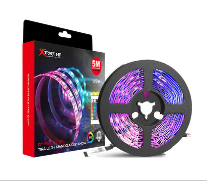 Bandă LED RGB Xtrike Me HT-6053 N3, Telecomandă inclusă, Alimentare USB, Rezistentă la apă