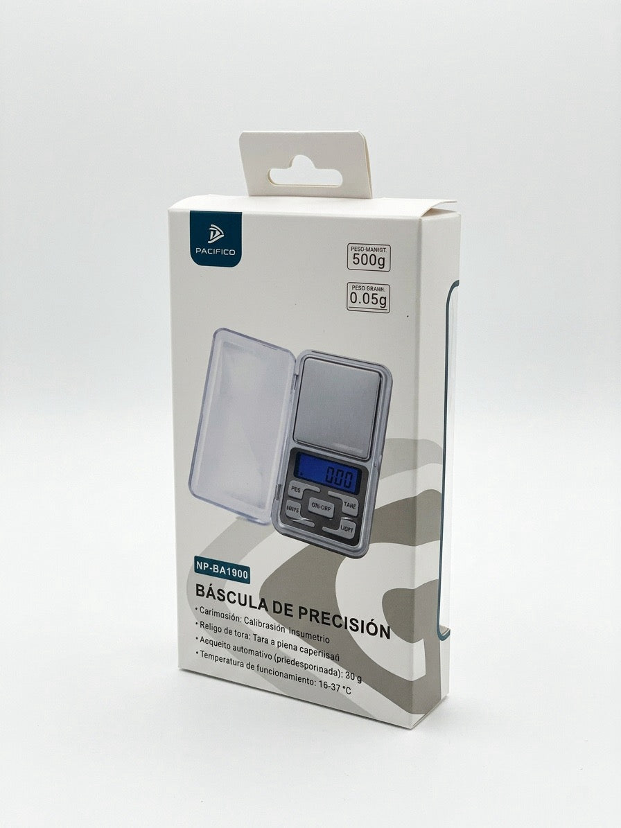 Cântar Digital de Precizie Pacifico, Capacitate 500g, Rezoluție 0.05g, Auto-Calibrare, Argintiu