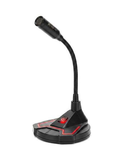 Microfon Gaming Xtrike Me XMC-01, Braț Flexibil, Buton Mute, Conexiune Jack 3.5mm, Negru/Roșu