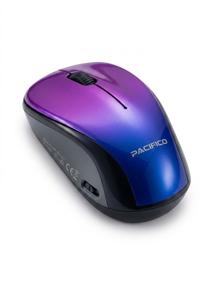Mouse Wireless Optic Pacifico NP-R1151, Click Silențios, 2.4 GHz, 3200 DPI, Mov/Albastru (Gradient)