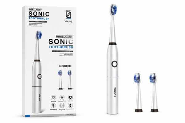 Periuță de Dinți Electrică Sonica YOURZ R-0553, 12.000 Vibrații, Timer Inteligent, IPX6, 2 Capete Incluse, Argintiu