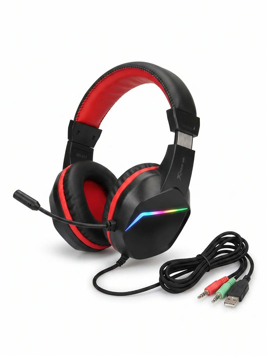 Gaming headset with RGB lighting on a white background