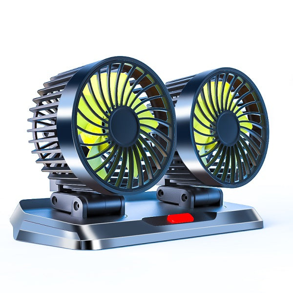Ventilator Auto Dublu Baihuo MY-7080, Capete Rotative, 3 Trepte de Viteză, Negru/Portocaliu