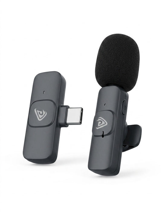 Microfon Lavalieră Wireless Pacifico NP-J1711, Anulare Zgomot (ENC), Conector Type-C / Lightning, Autonomie 3h, Negru