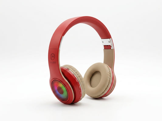 Căști Wireless Over-Ear Beotes, Microfon Integrat, Roșu
