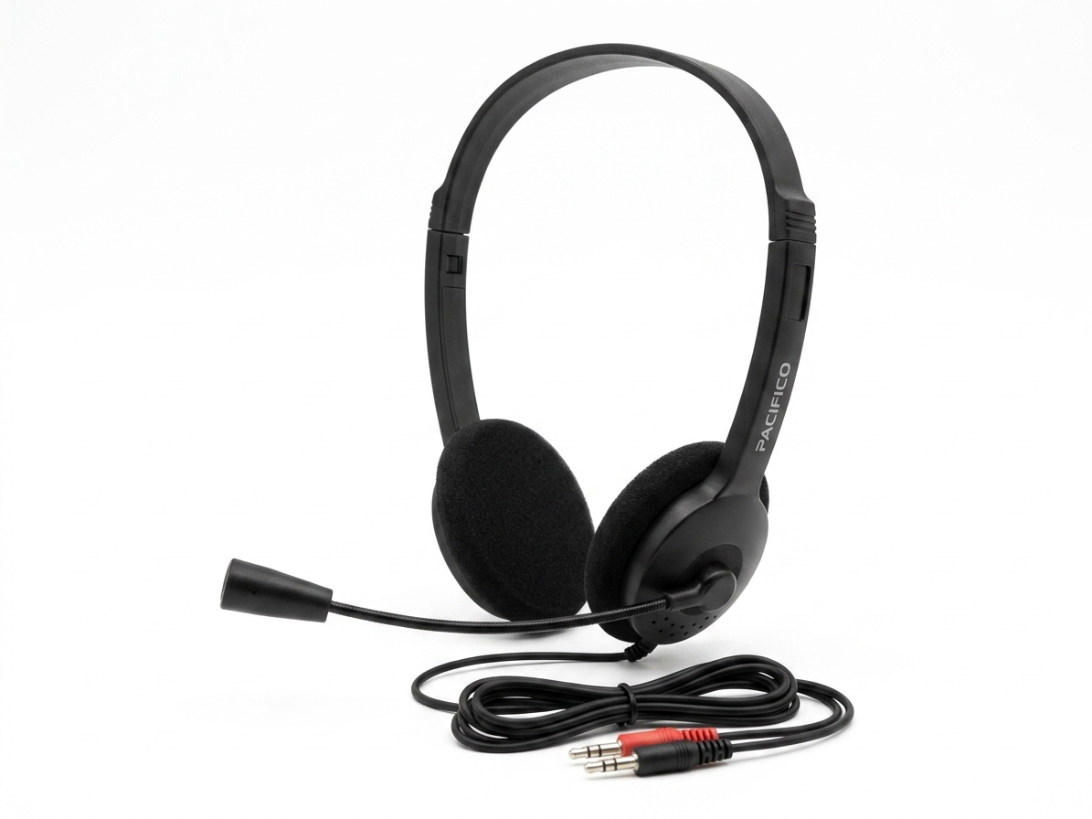 Căști PC cu Microfon Pacifico NP-J897, On-Ear Stereo, Braț Flexibil, Conexiune 2x Jack 3.5mm, Negru