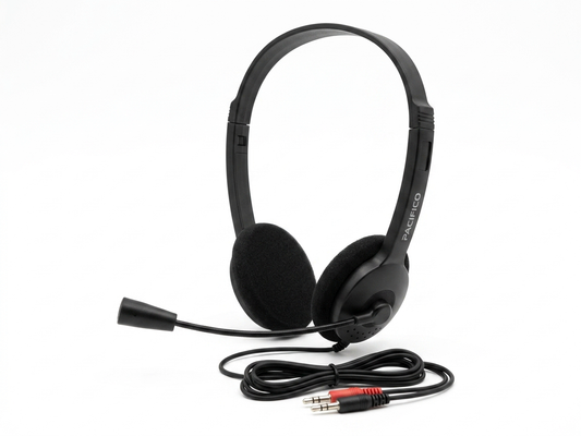 Căști PC cu Microfon Pacifico NP-J897, On-Ear Stereo, Braț Flexibil, Conexiune 2x Jack 3.5mm, Negru
