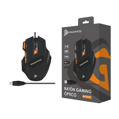 Mouse Gaming Optic Pacifico NP-R1153, 7 Butoane, Buton Double-Click, DPI Ajustabil, Cablu Textil, Negru