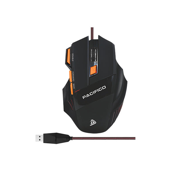 Mouse Gaming Optic Pacifico NP-R1153, 7 Butoane, Buton Double-Click, DPI Ajustabil, Cablu Textil, Negru