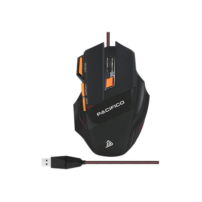 Mouse Gaming Optic Pacifico NP-R1153, 7 Butoane, Buton Double-Click, DPI Ajustabil, Cablu Textil, Negru