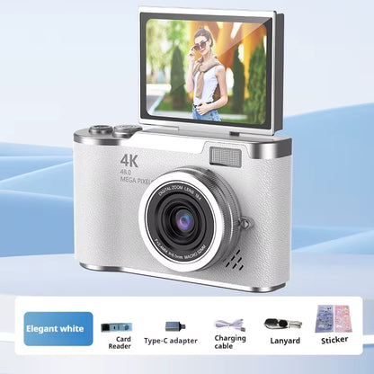 Cameră Foto Digitală Compactă LK-007, Senzor 48 MP, Filmare 4K, Ecran Rabatabil (Flip Screen), Argintiu