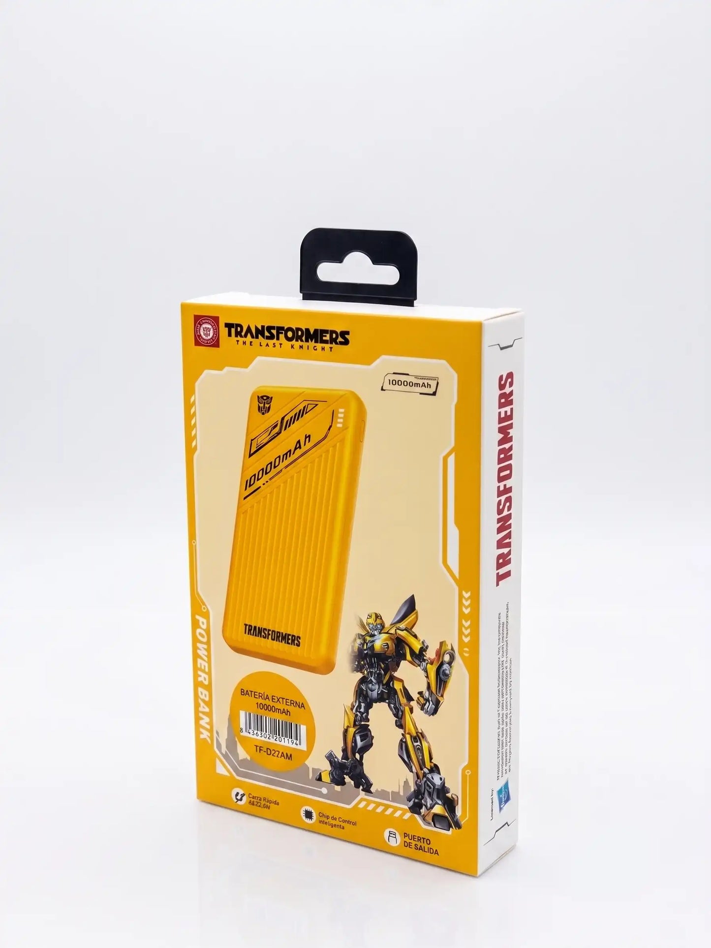 Transformers power bank packaging on a white background