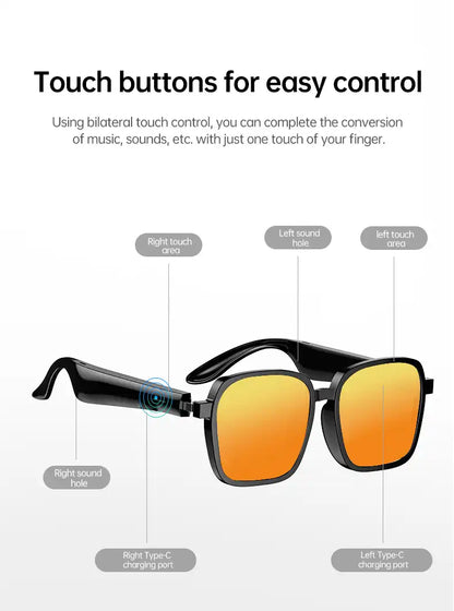 Ochelari Inteligenți cu Căști Wireless XG93 (AI Glasses), Lentile Interschimbabile, Open-Ear, Bluetooth, Negru