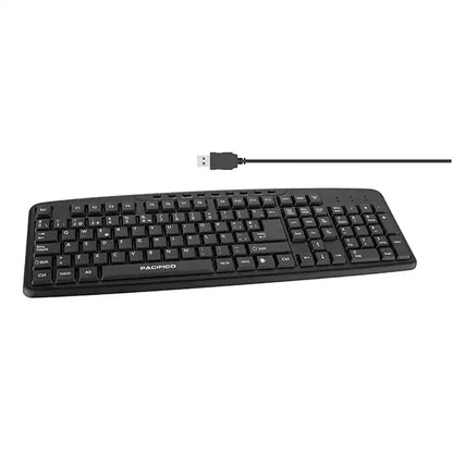 Tastatură Multimedia cu Fir Pacifico NP-R819, Interfață USB, Taste Silențioase, Rezistentă la Stropire, Negru