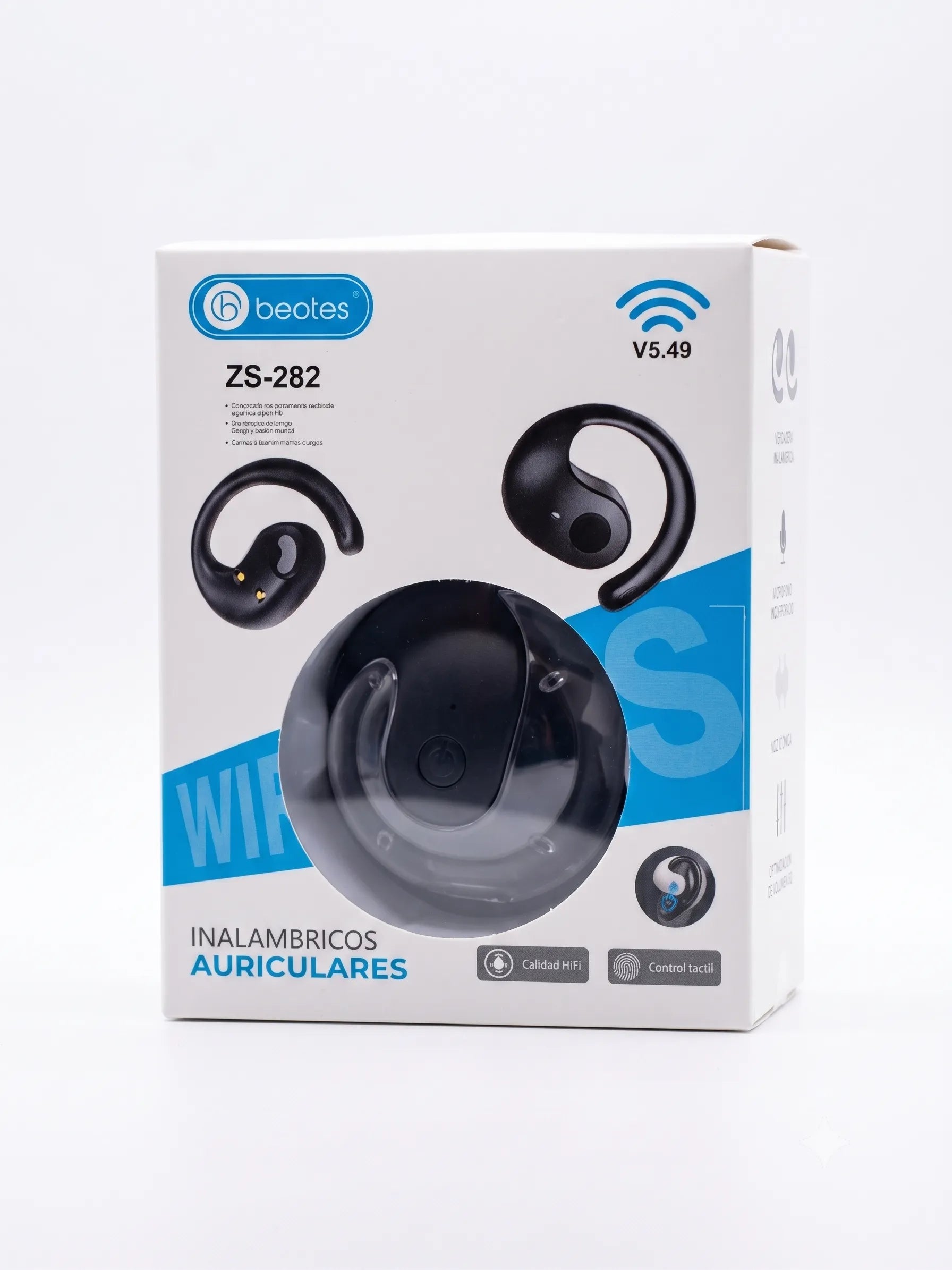 Box of wireless earbuds with Beotes branding on a white background