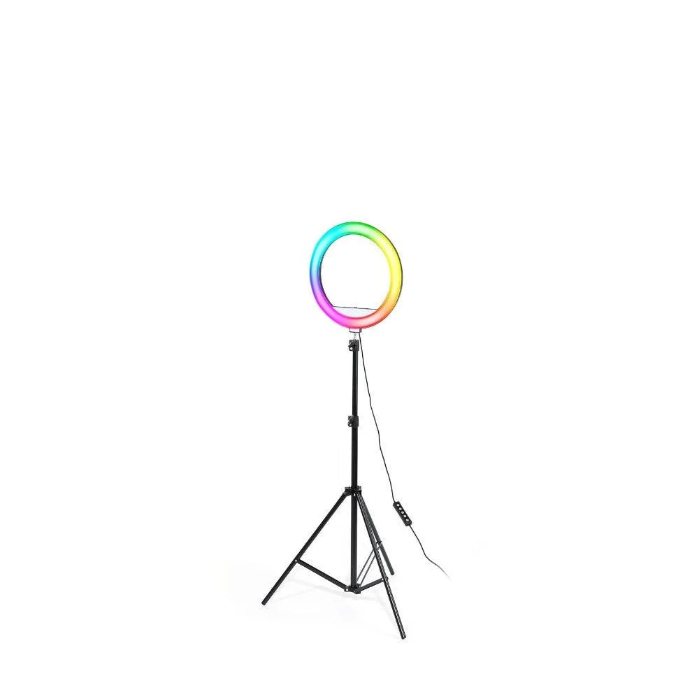 Lampă Circulară Ring Light LED RGB Stima MJ-26, 10 Inch (26 cm), Suport Telefon, Mini Trepied Inclus, 18 Culori