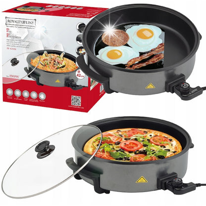 Tigaie electrica Royalty Line XXL, 42cm, 1500W, neaderenta, cu capac