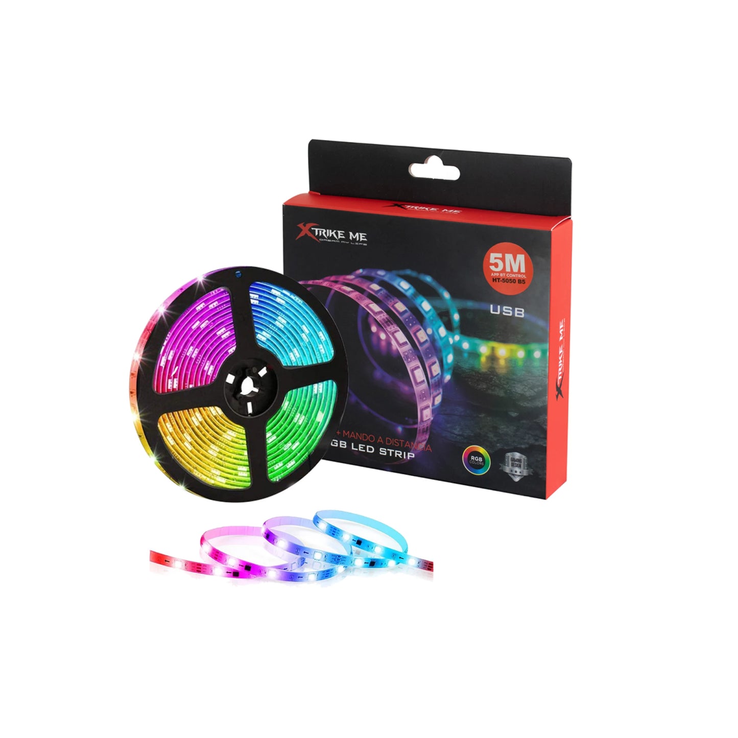 Bandă LED RGB Xtrike Me HT-6053 N3, Telecomandă inclusă, Alimentare USB, Rezistentă la apă